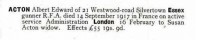 Extract from National Probate Calendar 