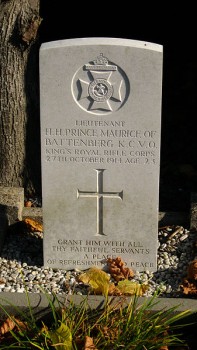 The grave of Prince Maurice of Battenberg in Ypres Town Cemetery